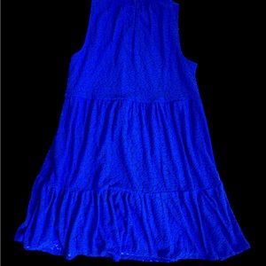 Lilly Pulitzer royal blue tiered midi dress.